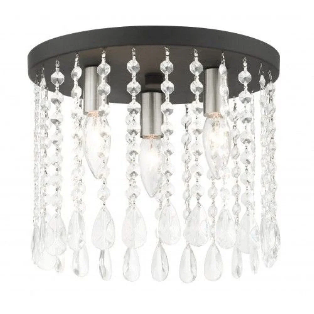 Livex Lighting 51067-04 3 Light Flush Mount Elizabeth Style Crystal Chandelier!